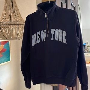 Brandy Melville navy New York quarter zip sweatshirt used good condition